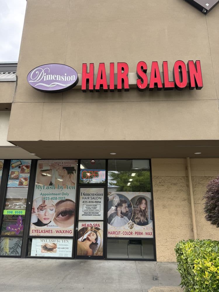 Dimension Hair Salon exterior and entrance in Bothell, Washington