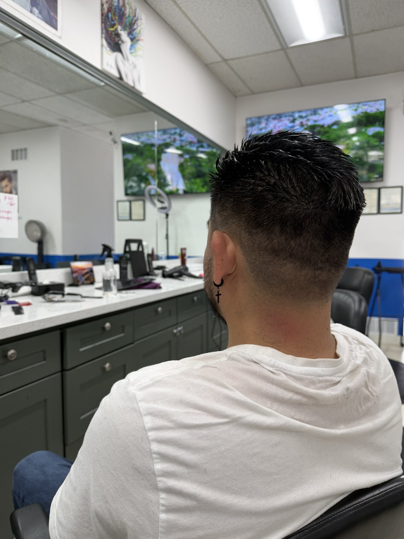Fresh men's fade haircut viewed from the back